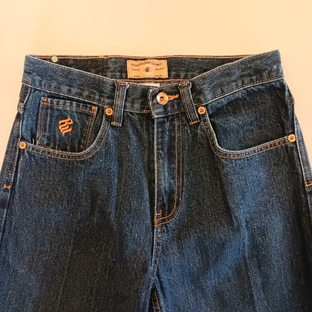 Vintage Rocawear baggy dark blue jeans. Size 12